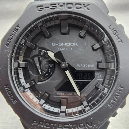 Casio G-Shock GA-2100 Watch Men 45mm Black Dial Black Chrono Alarm New Battery G1