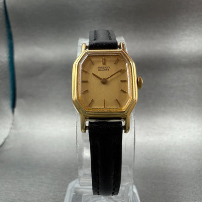 Seiko Watch Women 16mm Champagne Dial Gold Tone Octagon 2c20-5760 New Battery5