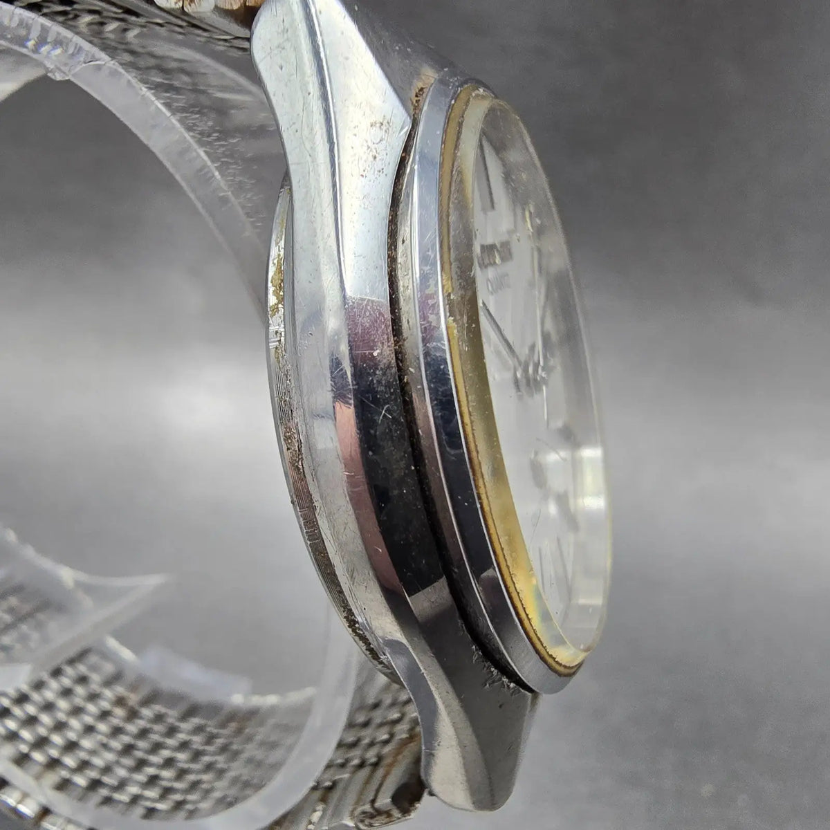 Citizen Crystron Watch Men 34mm White Dial Steel Daydate CQ 4-850904K PARTS4