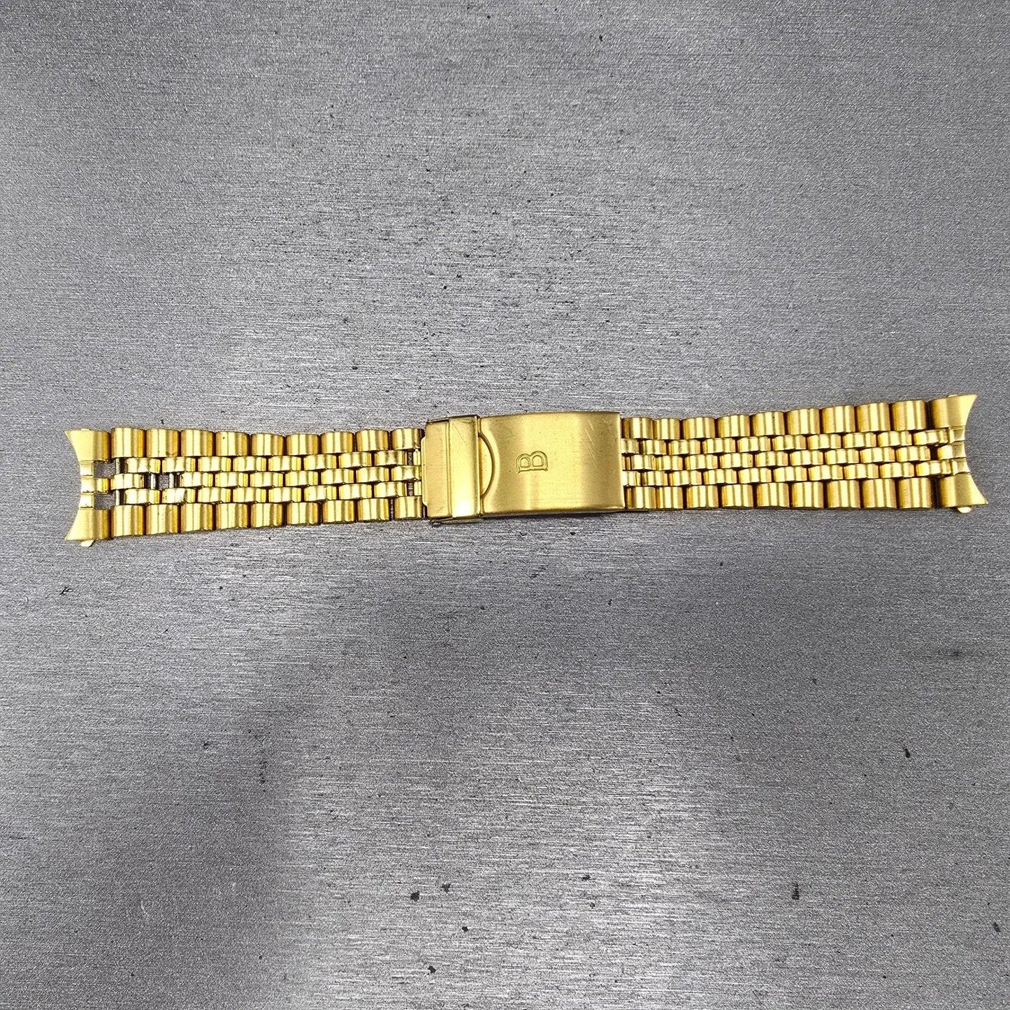 Bulova Bracelet Gold Tone 19mm Stainless Steel Y10 READ!!!!!!! Tri Folding Clasp0