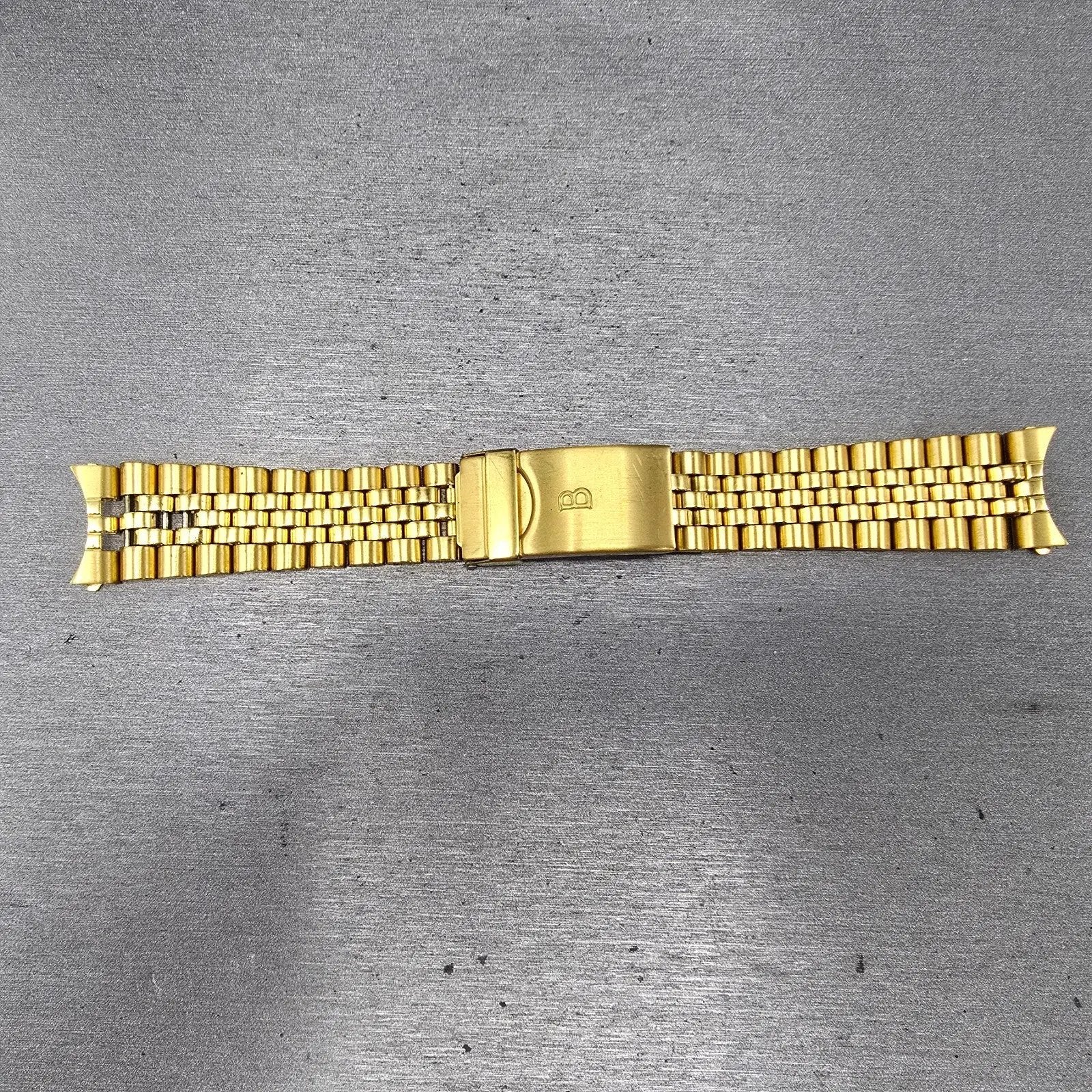 Bulova Bracelet Gold Tone 19mm Stainless Steel Y10 READ!!!!!!! Tri Folding Clasp0