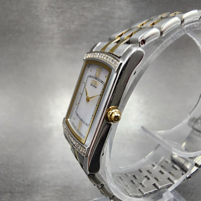 Citizen EcoDrive Tank Watch Women 18mm MOP Dial Two Tone Rectangle Runs2