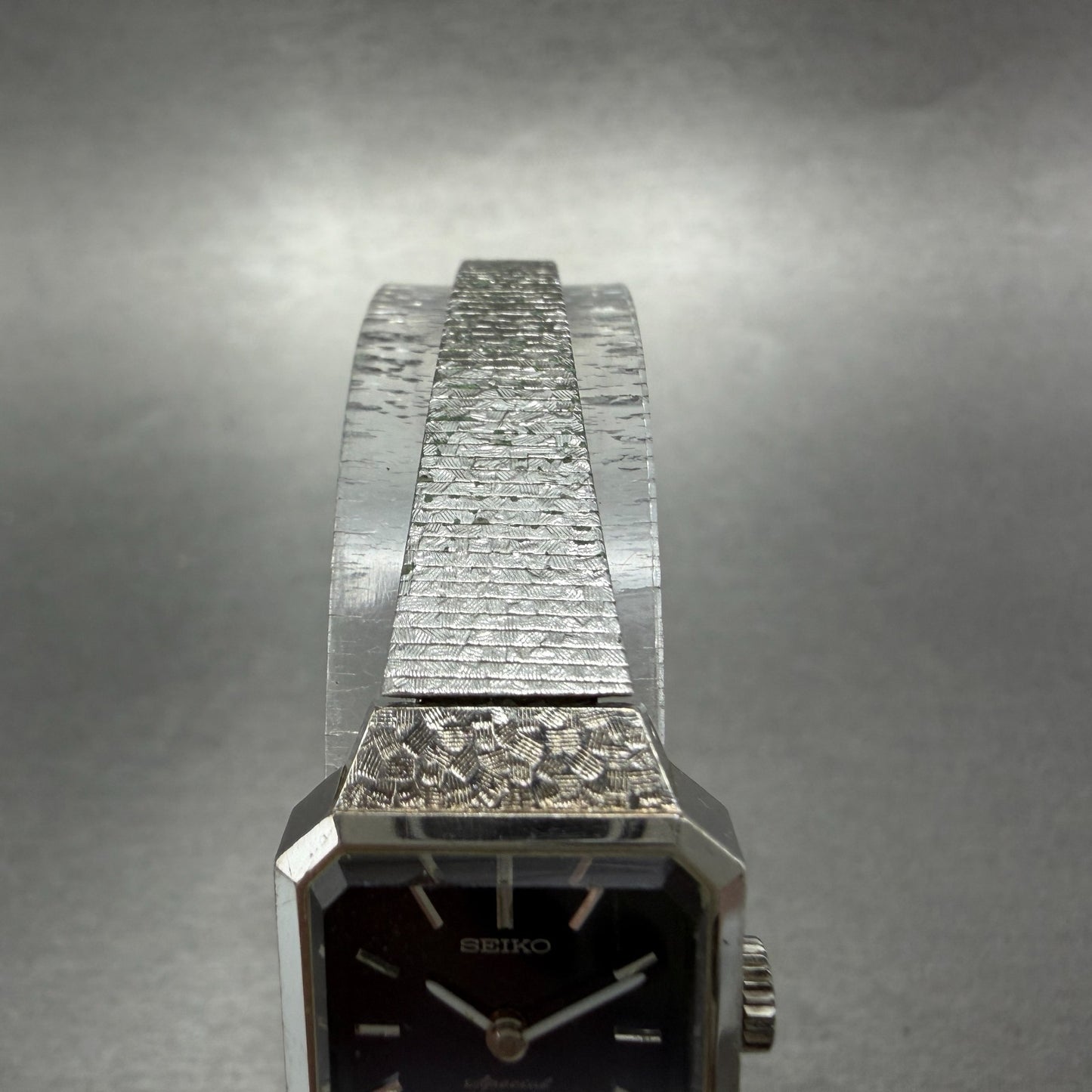 Seiko Special Tank Watch Women 18mm Blue Dial Silver Tone Manual 1140-3170 Runs4