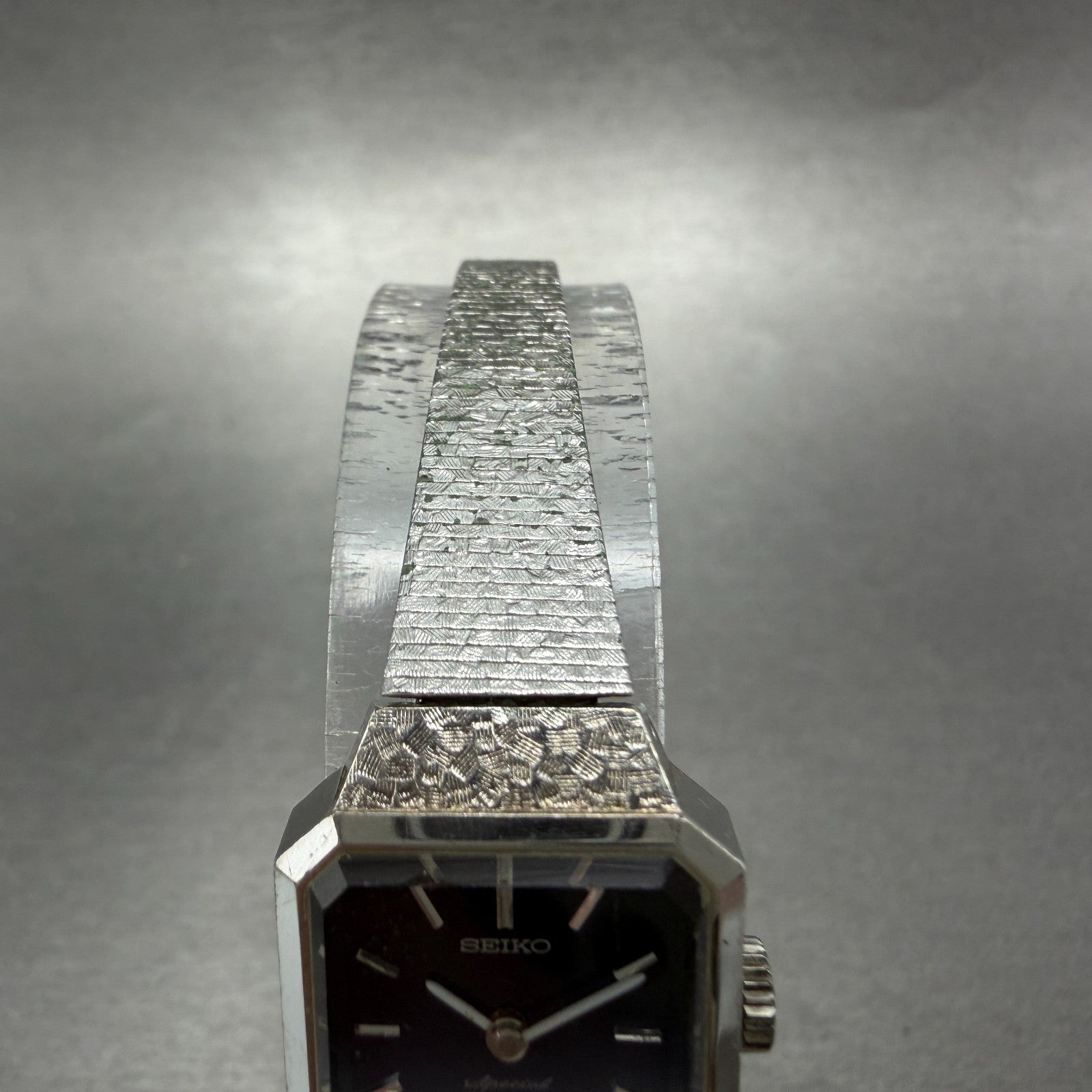 Seiko Special Tank Watch Women 18mm Blue Dial Silver Tone Manual 1140-3170 Runs4