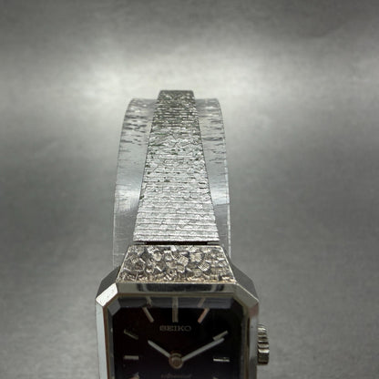 Seiko Special Tank Watch Women 18mm Blue Dial Silver Tone Manual 1140-3170 Runs4
