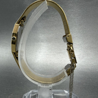 Seiko Watch Women 18mm Gold Dial Gold Tone Octagon 2C20-5840 New Battery VTG NMP6