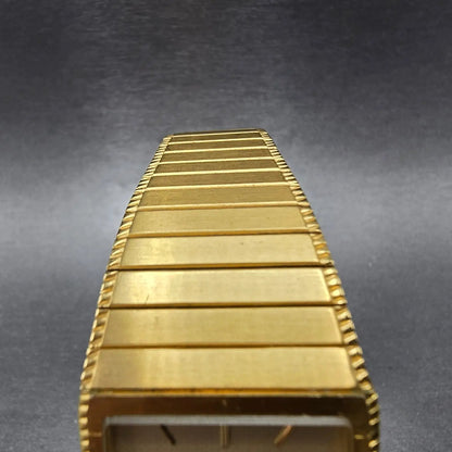 Waltham Tank Watch Men 27mm Gold Dial Gold Tone Rectangle New Battery VVTG4