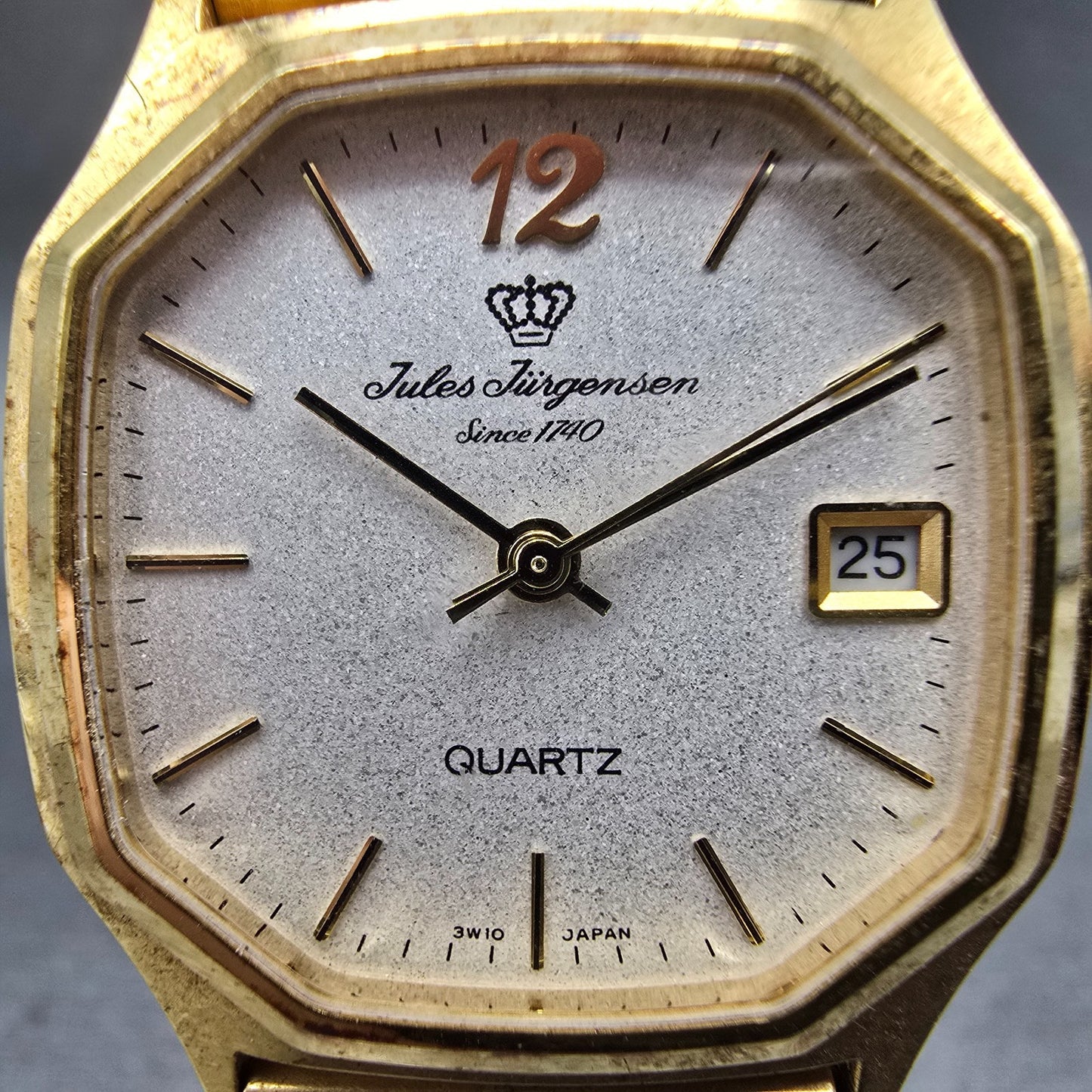 Jules Jurgensen Watch Men 30mm Silver Dial Gold Tone Date READ!!!! 4529 New Batt2