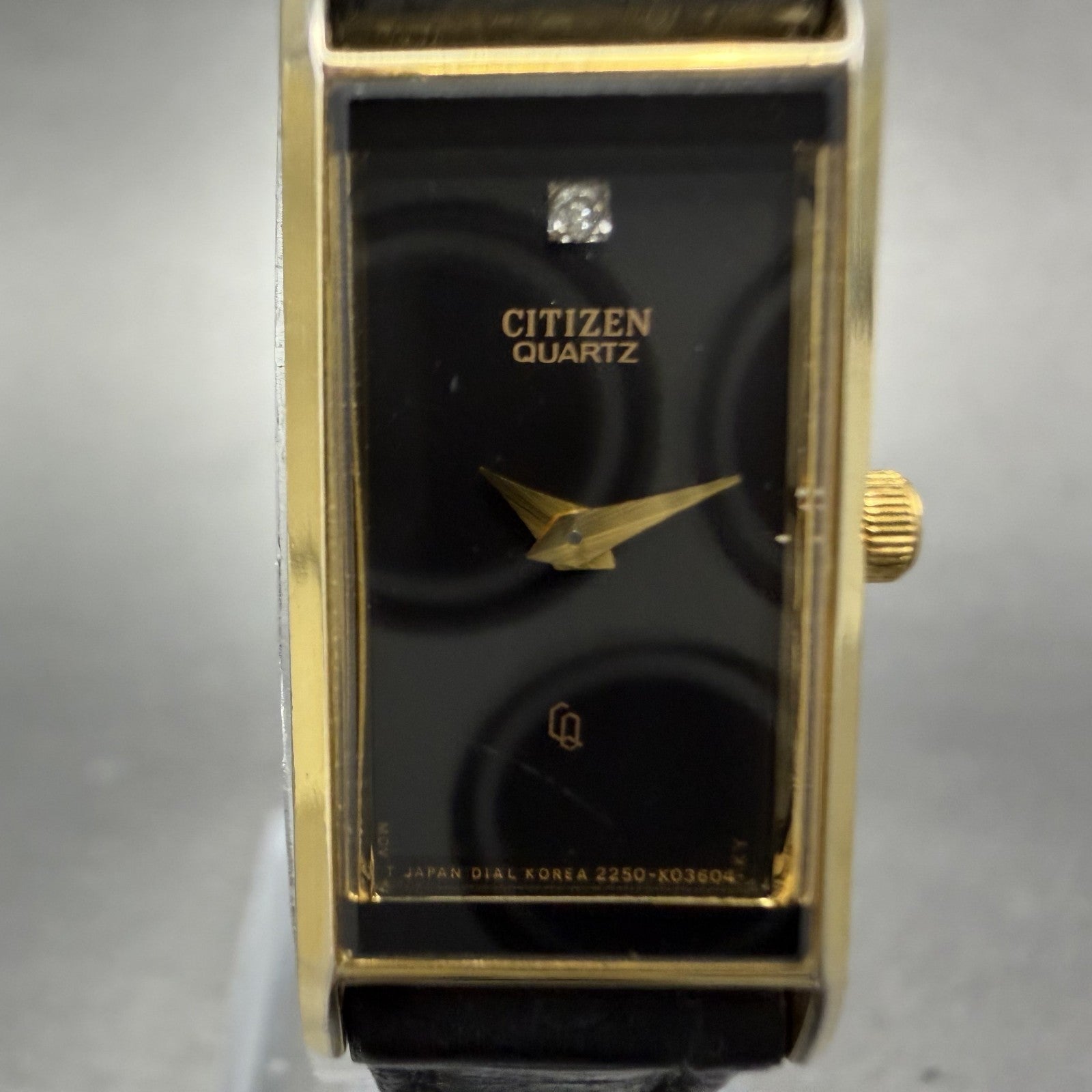 Citizen CQ tank Watch Women 14mm Black Dial Gold Tone 2250-K00535 New Battery1