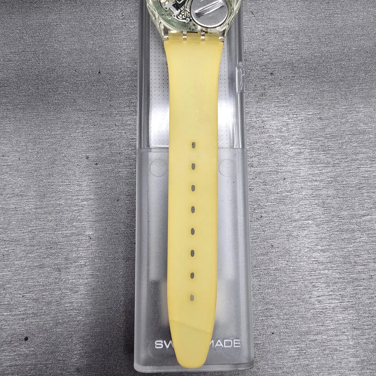 Swatch Gruau Watch Men 34mm Blue Dial Clear Case GK147 New Battery NOS9