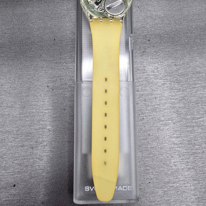 Swatch Gruau Watch Men 34mm Blue Dial Clear Case GK147 New Battery NOS9