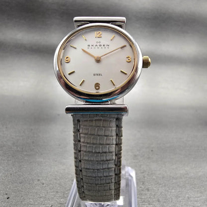 Skagen Watch Women 26mm Silver Dial Silver Tone Round 507SGSC New Battery Leathe5