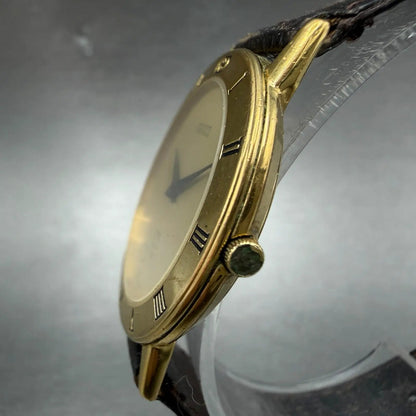 Gucci 3001M Watch Men 33mm Champagne Dial Gold plated Round New Battery VTG2