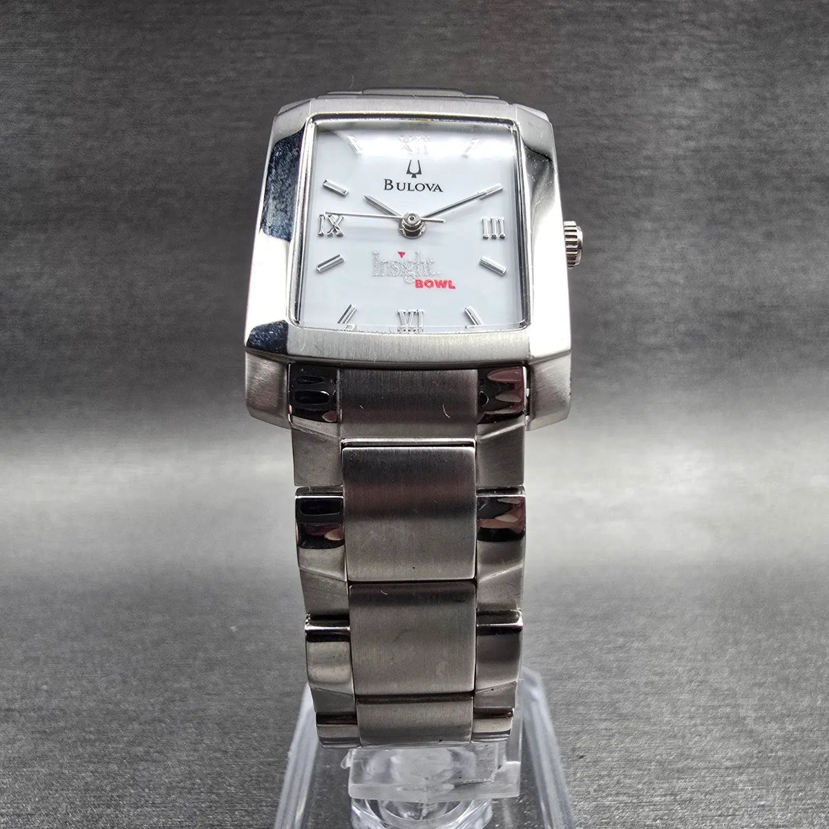 Bulova Tank Watch Men 22mm White Dial Silver Tone Rectangle 96L95 New Battery 235