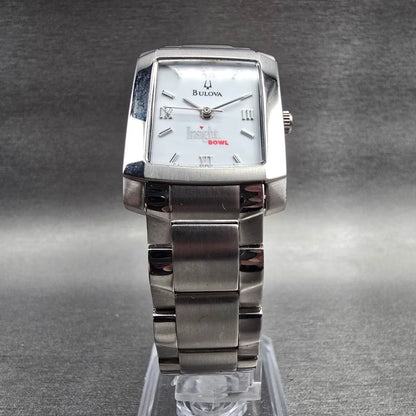 Bulova Tank Watch Men 22mm White Dial Silver Tone Rectangle 96L95 New Battery 235