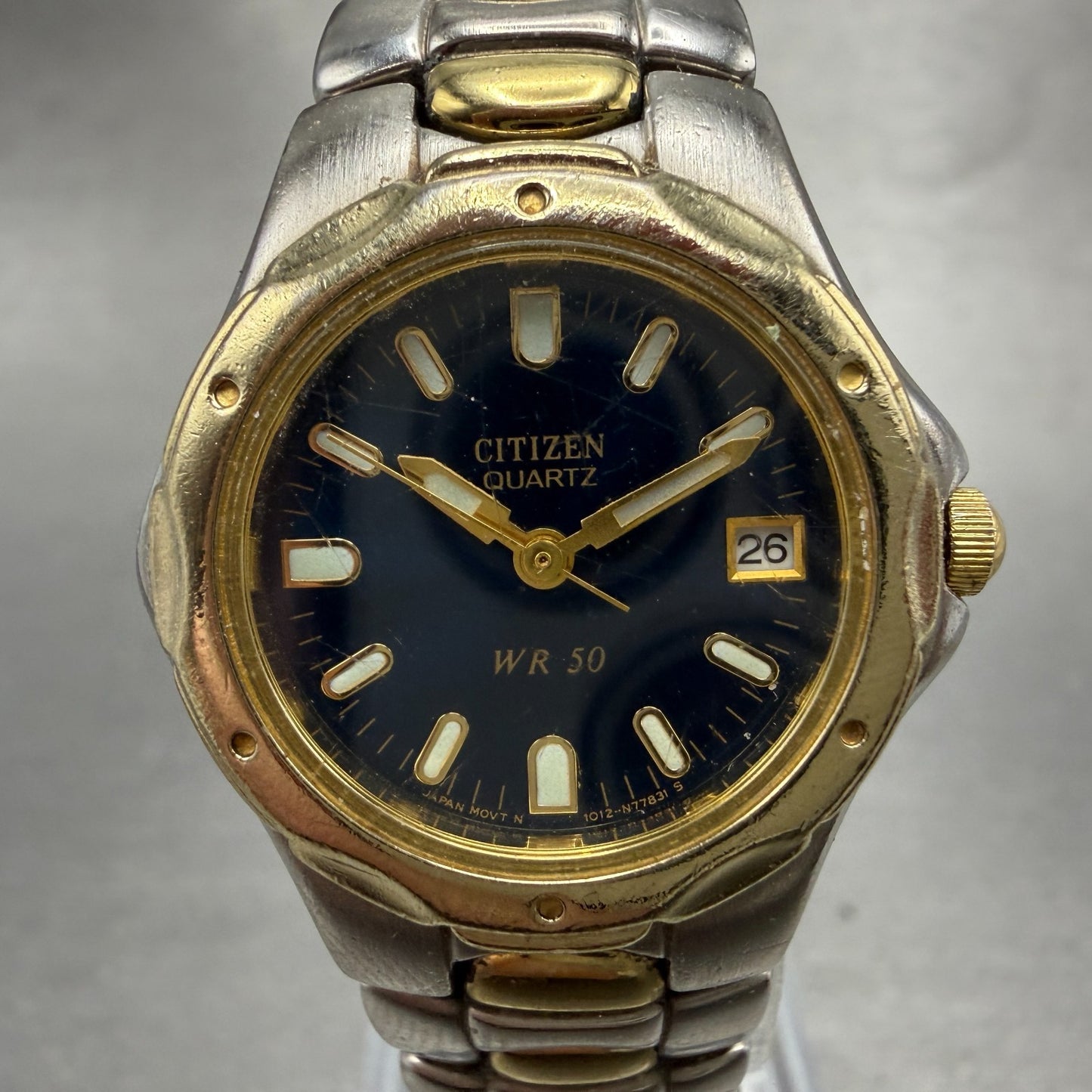Citizen Watch Women 26mm Blue Dial Two Tone Date Round 1012-S68318 New Battery0