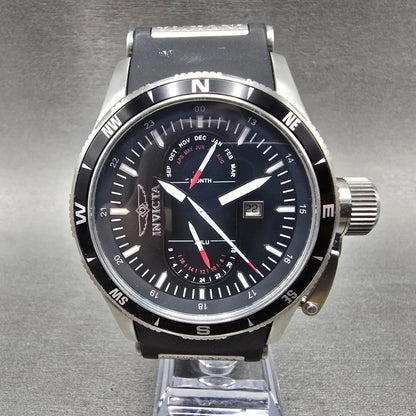 Invicta Aviator Flight GMT Watch Men 48mm Black Dial Steel Date 1746 New Battery1
