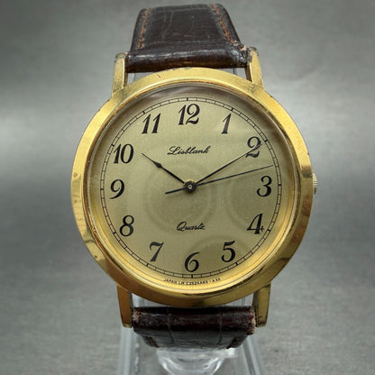 Orient Lisblank Watch Women 31m Gold Dial Gold Tone Round Leather New Battery0