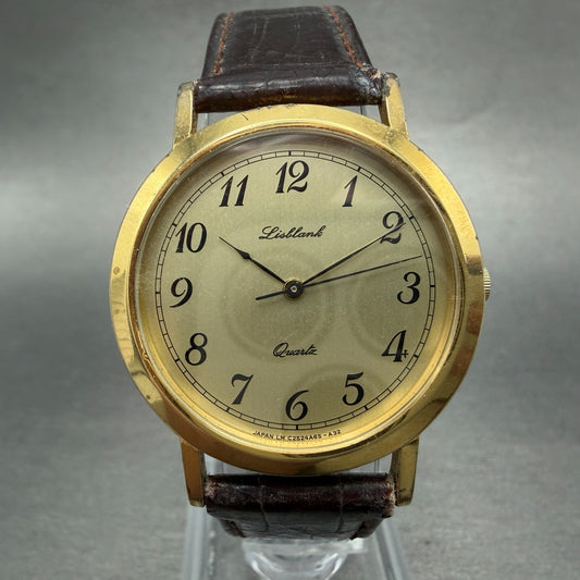 Orient Lisblank Watch Women 31m Gold Dial Gold Tone Round Leather New Battery0