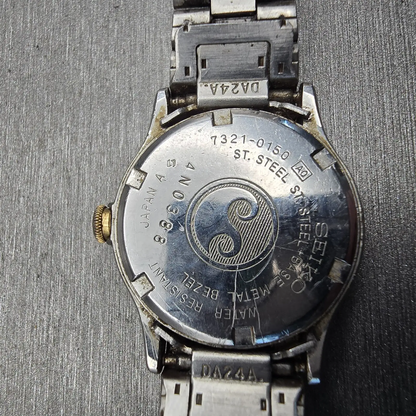 Seiko Watch Women 24mm Gray Dial Two Tone Round 7321-0150 New Battery Vintage10