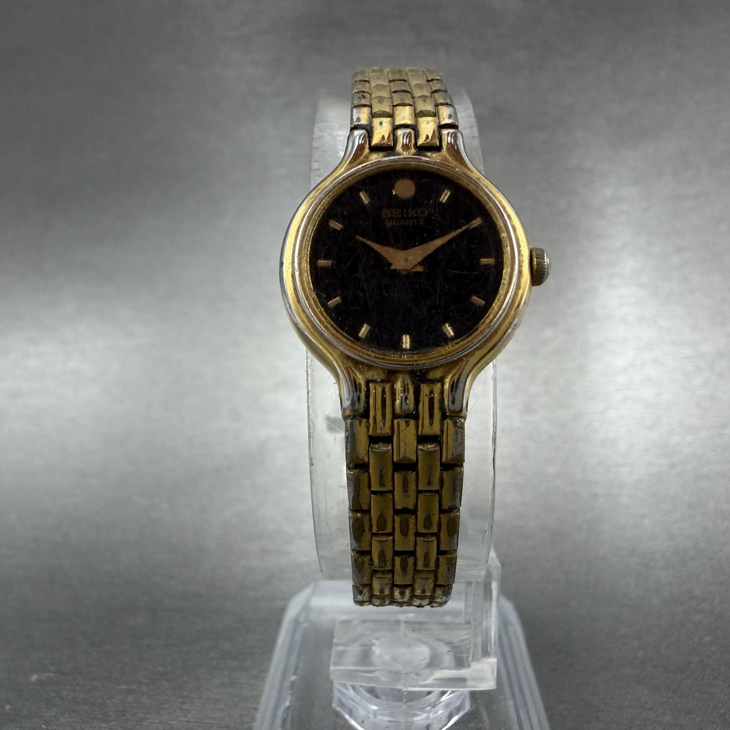 Seiko Watch Women 19mm Black Dial Gold Tone Round Vintage 1N00-0B29 New Battery5