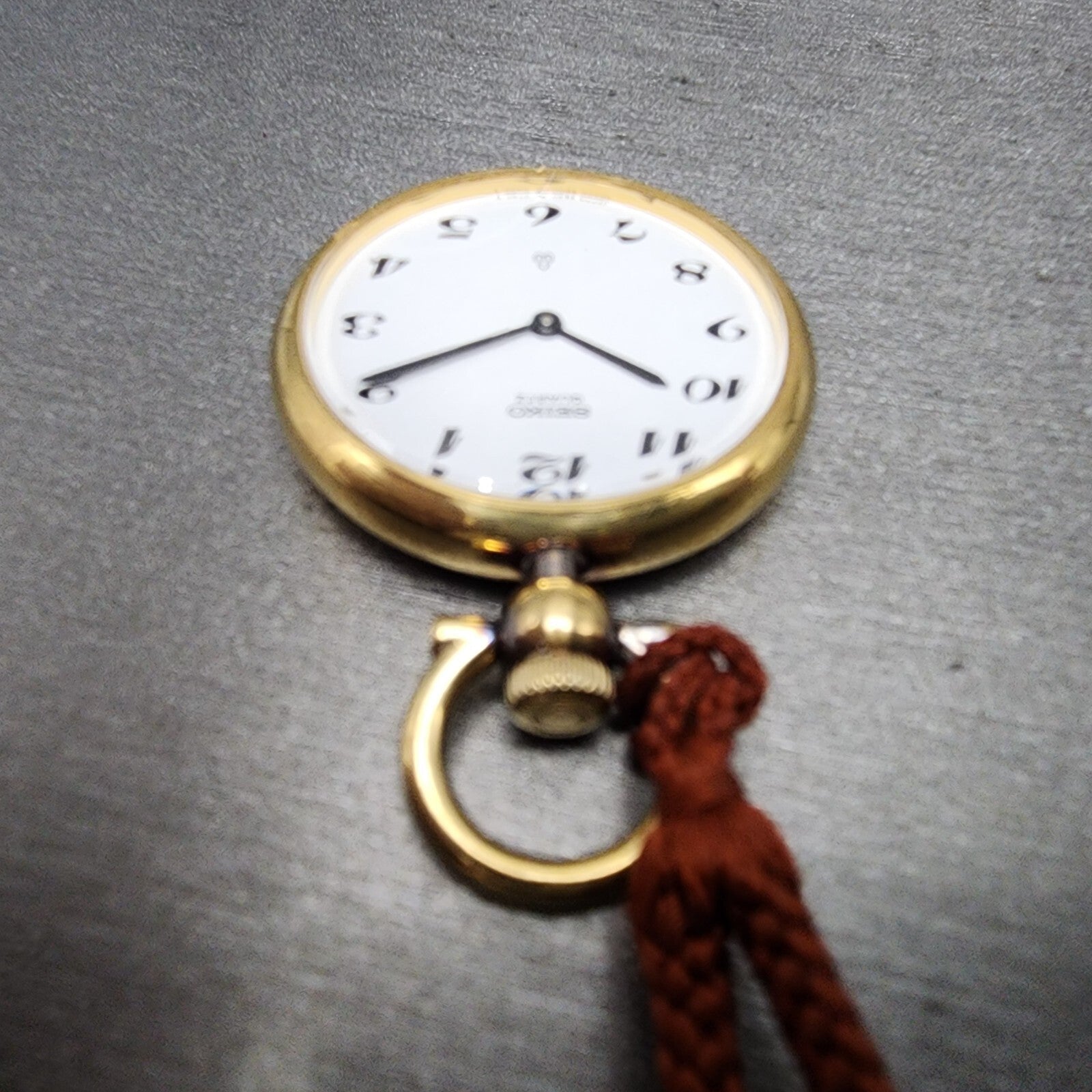 Seiko Pocket Watch 29mm White Dial Gold Tone Round 2620 New Battery4