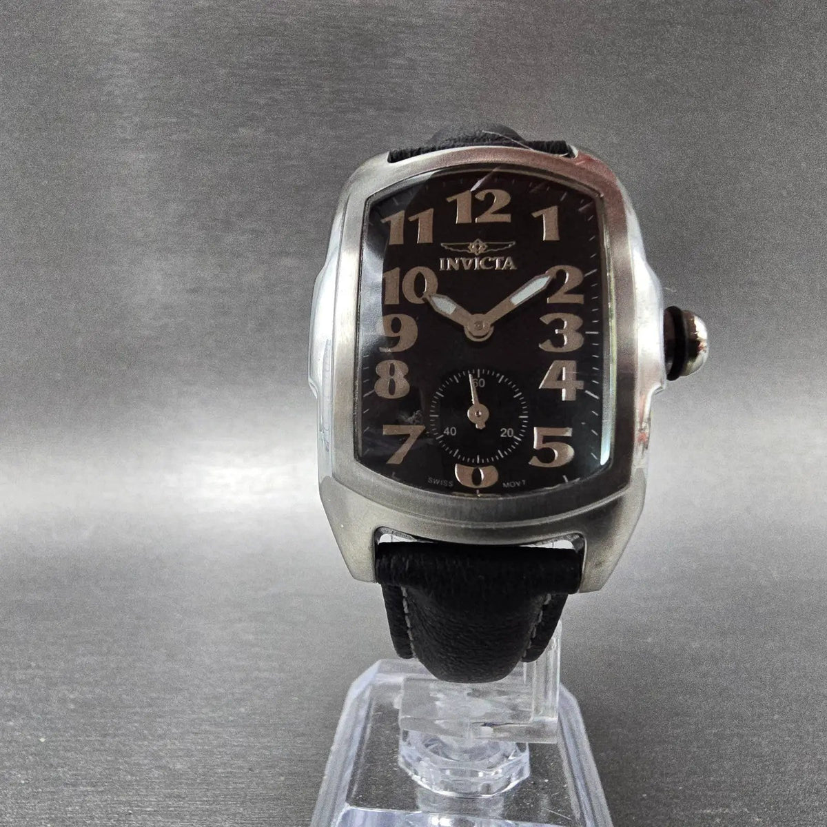 Invicta Lupah Watch Women 29mm Blac Dial Silver Rectangle 2003 New Battery 565
