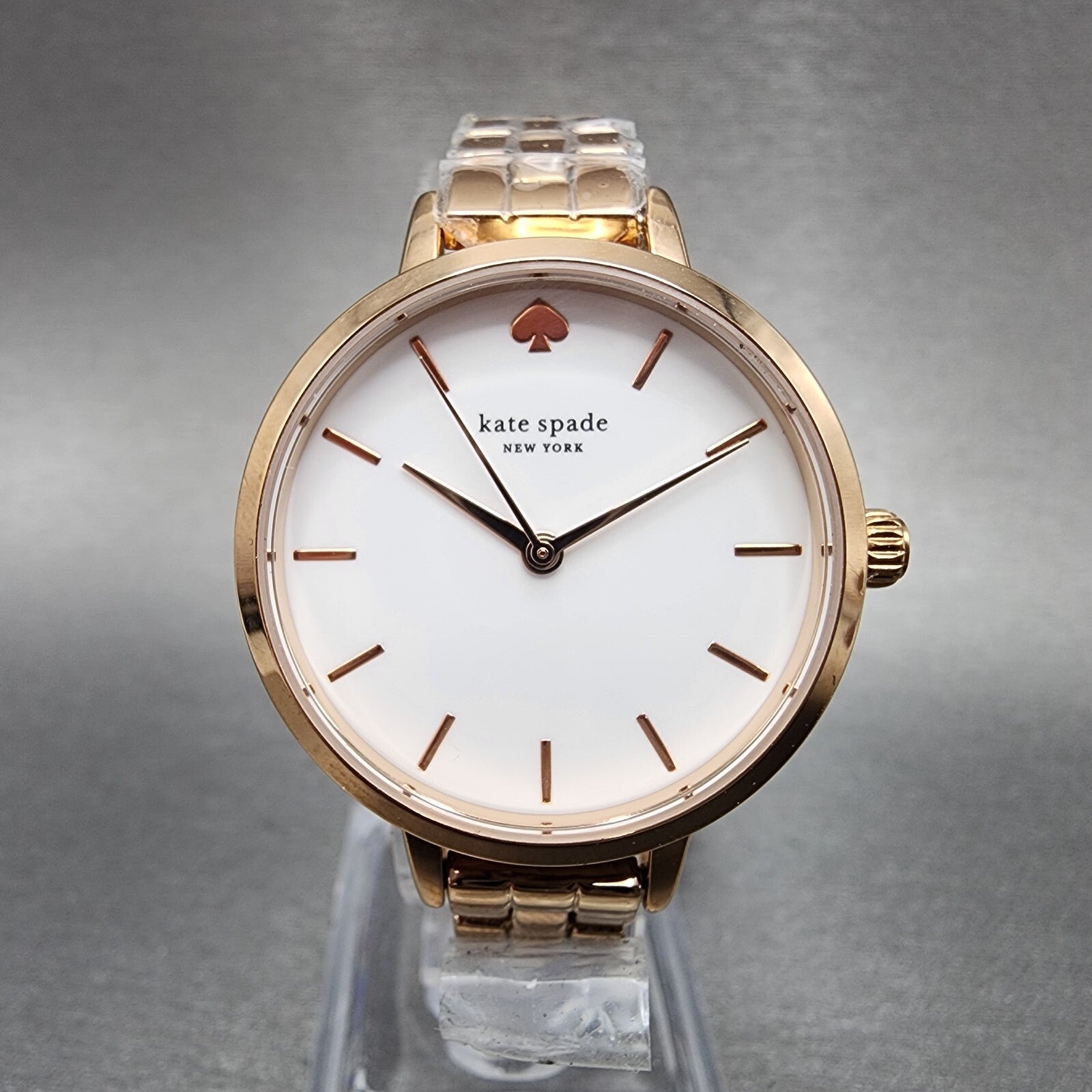 Kate Spade Metro Watch Women 30mm White Dial Rose Gold Tone Round New Battery0