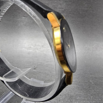 Movado Museum Watch Women 25mm Black Dial Gold Tone Round 87-24-855 New Battery3