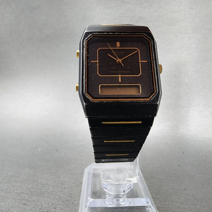 Seiko Analog Digital Watch Men 29mm Black Dial Black Tone H6015179 PARTS6
