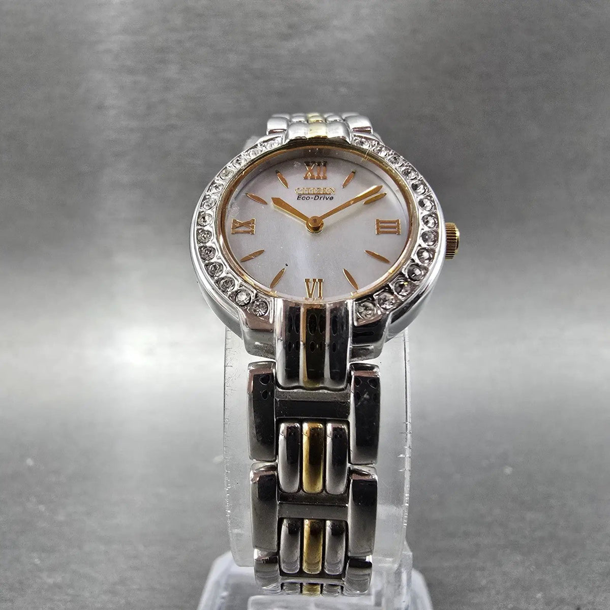 Citizen Eco-Drive Watch Women 21mm MOP Dial Two Tone Gemmed B023-S019249 Works5