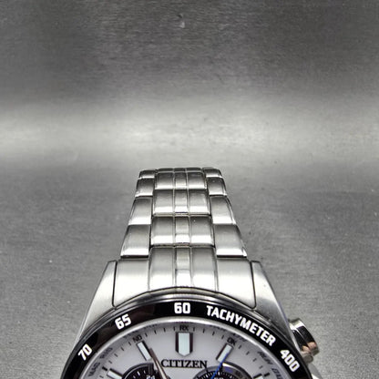 Citizen Eco-Drive Chronograph Watch Men 43mm White Dial Steel Perpetual Calendar4