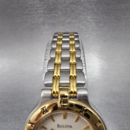 Bulova Watch Women 24mm Cream Dial Two Tone Round Bracelet 98L61 New Battery4