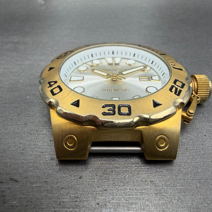 Invicta Pro Diver Automatic Watch Men 49mm White Dial Gold Tone Date Round 235072