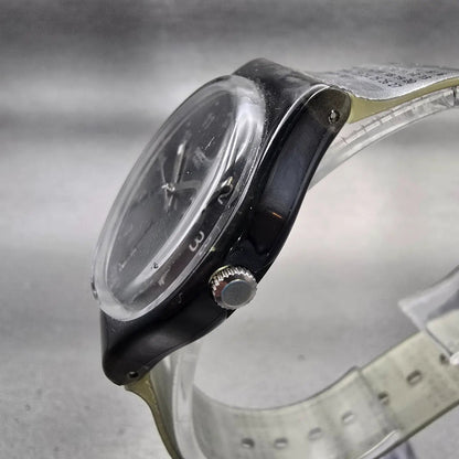 Swatch IT'S HERE Watch Women Black Dial Black Case Daydate GB741 New Battery2