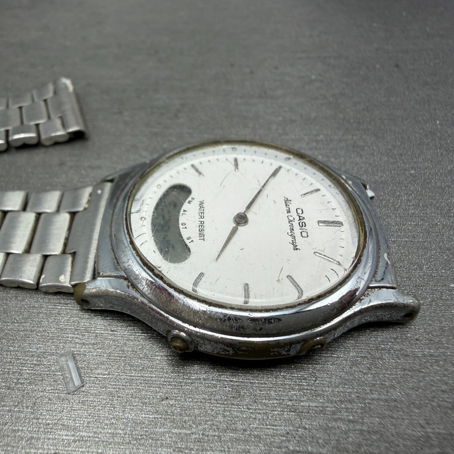 Casio AQ-227 Watch Unisex 35mm White Dial Silver Tone Analog Digital PARTS4