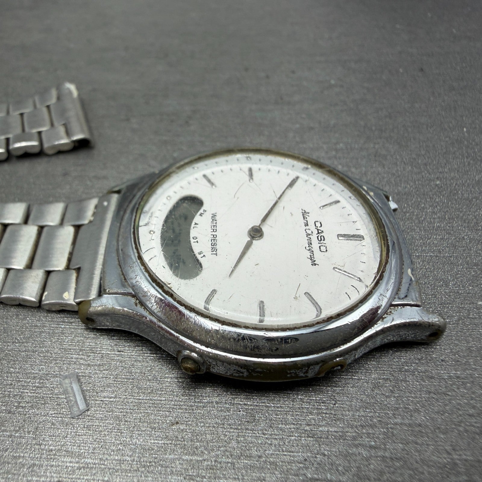 Casio AQ-227 Watch Unisex 35mm White Dial Silver Tone Analog Digital PARTS4