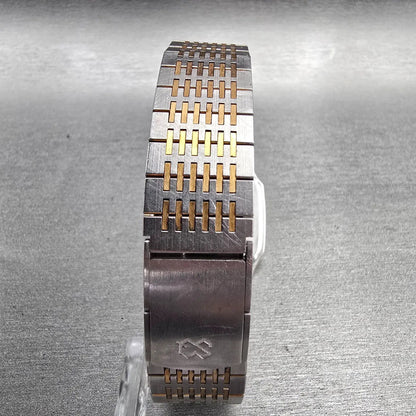 Seiko Watch Men 31mm Silver Dial Two Tone Rectangle 6030-5080 New Battery7
