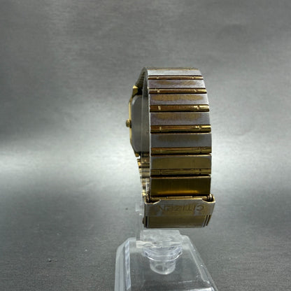 Citizen CQ Tank Watch Men 26mm Black Dial Gold Tone Rectangle 4031-T11639 PARTS8