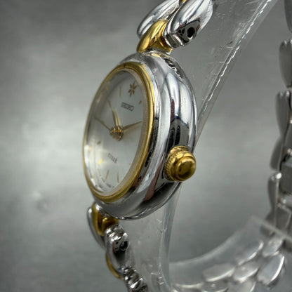 Seiko Tisse Watch Women 20mm Silver Dial Two Tone Round 4N21-0740 New Battery2