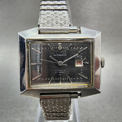 Seiko Automatic Watch Women 30mm Gray Dial Silver Tone Rectangle Automatic Runs0
