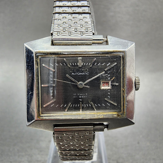 Seiko Automatic Watch Women 30mm Gray Dial Silver Tone Rectangle Automatic Runs0