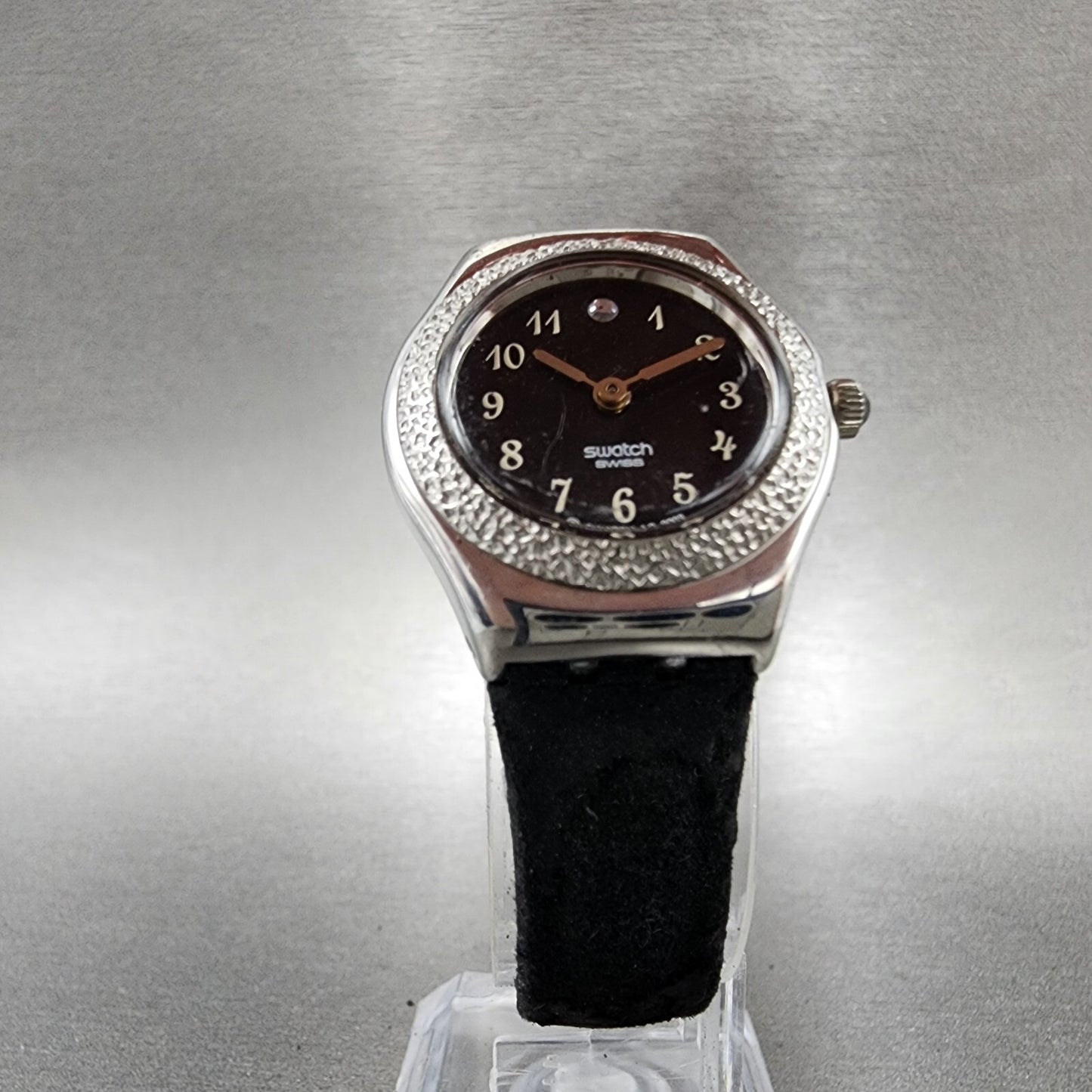 Swatch Irony Uccello Watch Women 25mm Black Dial Steel Round YSS152 New Battery