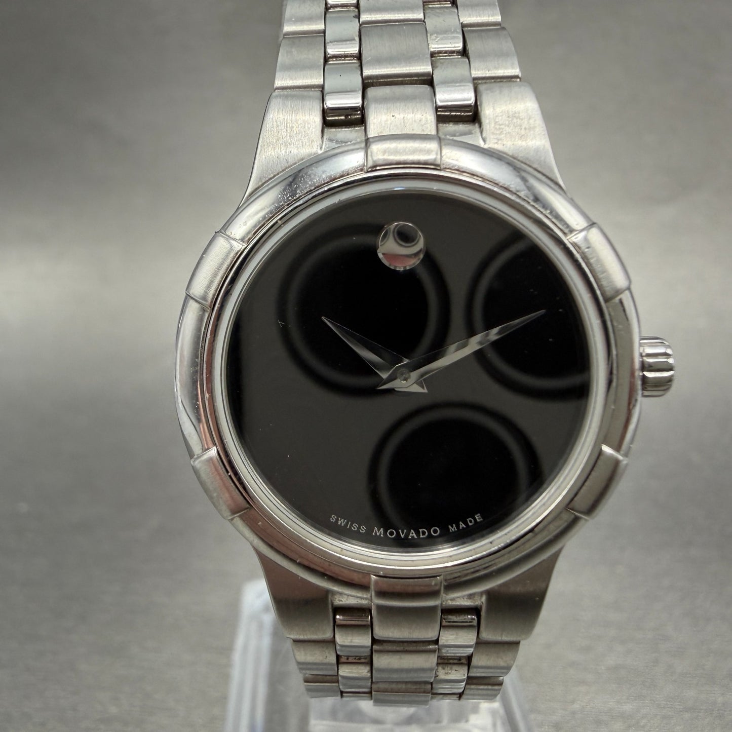 Movado Museum Watch Women 26mm Black Dial Silver Tone 02.3.14.1006 New Battery0