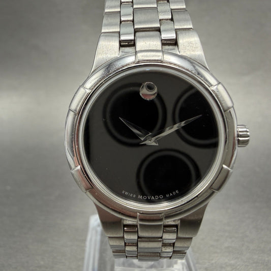 Movado Museum Watch Women 26mm Black Dial Silver Tone 02.3.14.1006 New Battery0