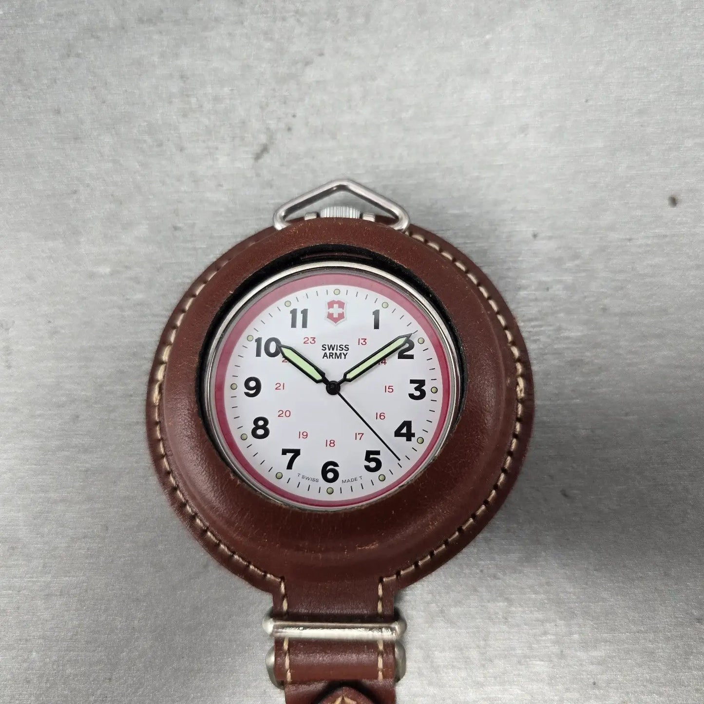 Victorinox Swiss Army Pocket Watch Men 48mm White Dial Silver Tone Round PARTS G0