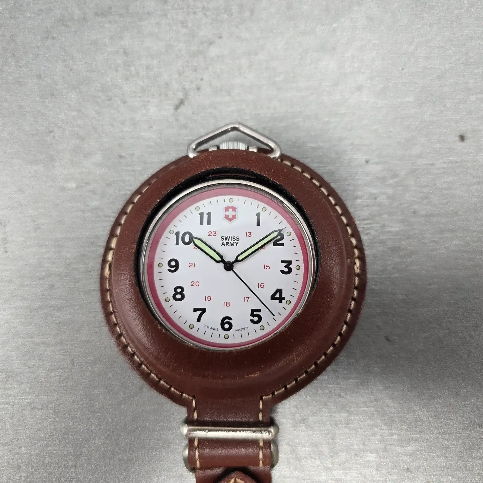 Victorinox Swiss Army Pocket Watch Men 48mm White Dial Silver Tone Round PARTS G0