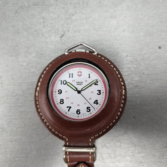 Victorinox Swiss Army Pocket Watch Men 48mm White Dial Silver Tone Round PARTS G0