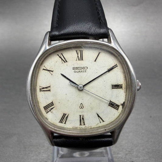 Seiko Watch Men 33mm White Dial Silver Tone Round 6431-5040 New Battery Vintage0