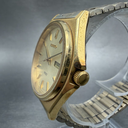 Seiko Spirit Watch Men 35mm Champagne Dial Gold Tone READ!!! Daydate New Battery2